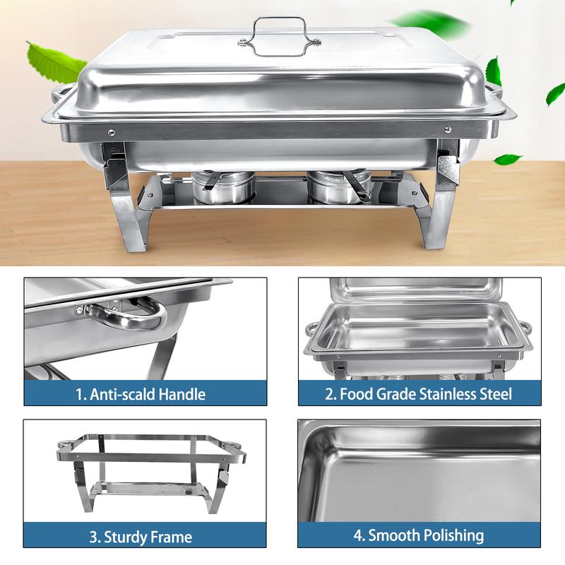 🔥 6-Pack Stainless Steel Chafing Dish Buffet Set