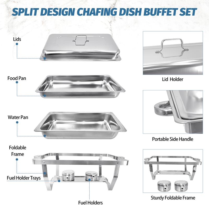 🔥 6-Pack Stainless Steel Chafing Dish Buffet Set