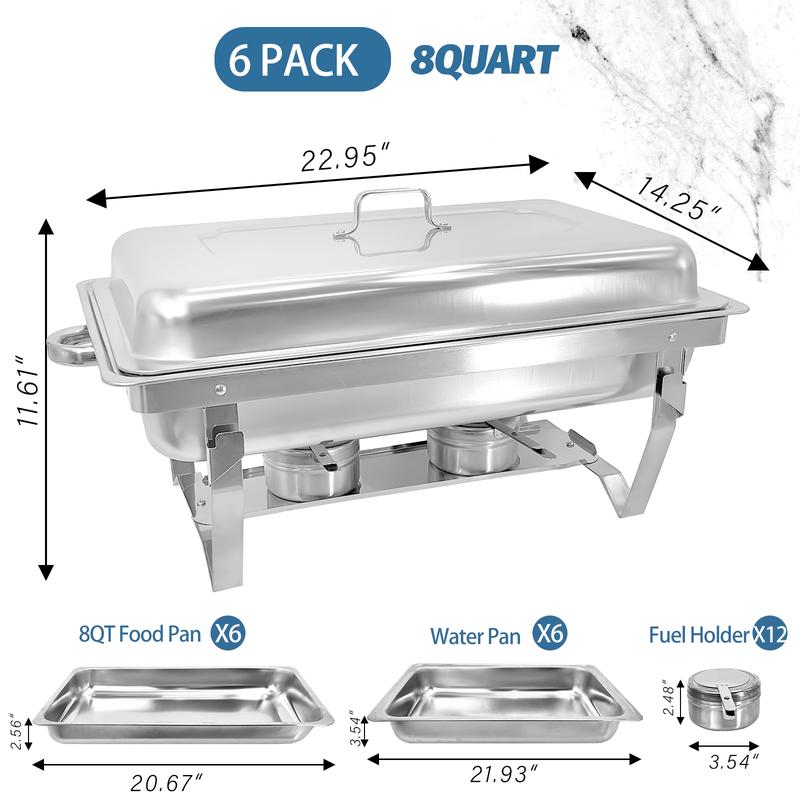 🔥 6-Pack Stainless Steel Chafing Dish Buffet Set